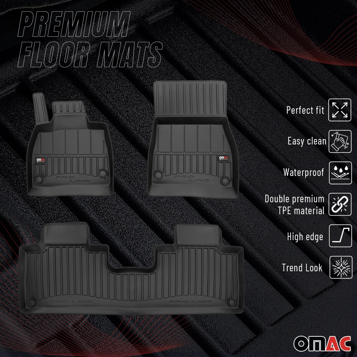 Mercedes-Benz EQS SUV Floor Mat - Omac - Proline Premium TPE - Black - 2022